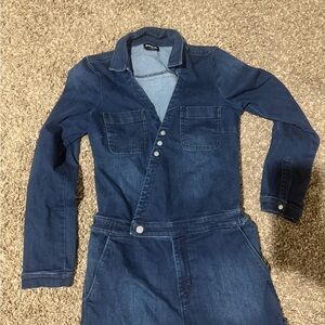 bebe Dark Blue Denim Jumpsuit